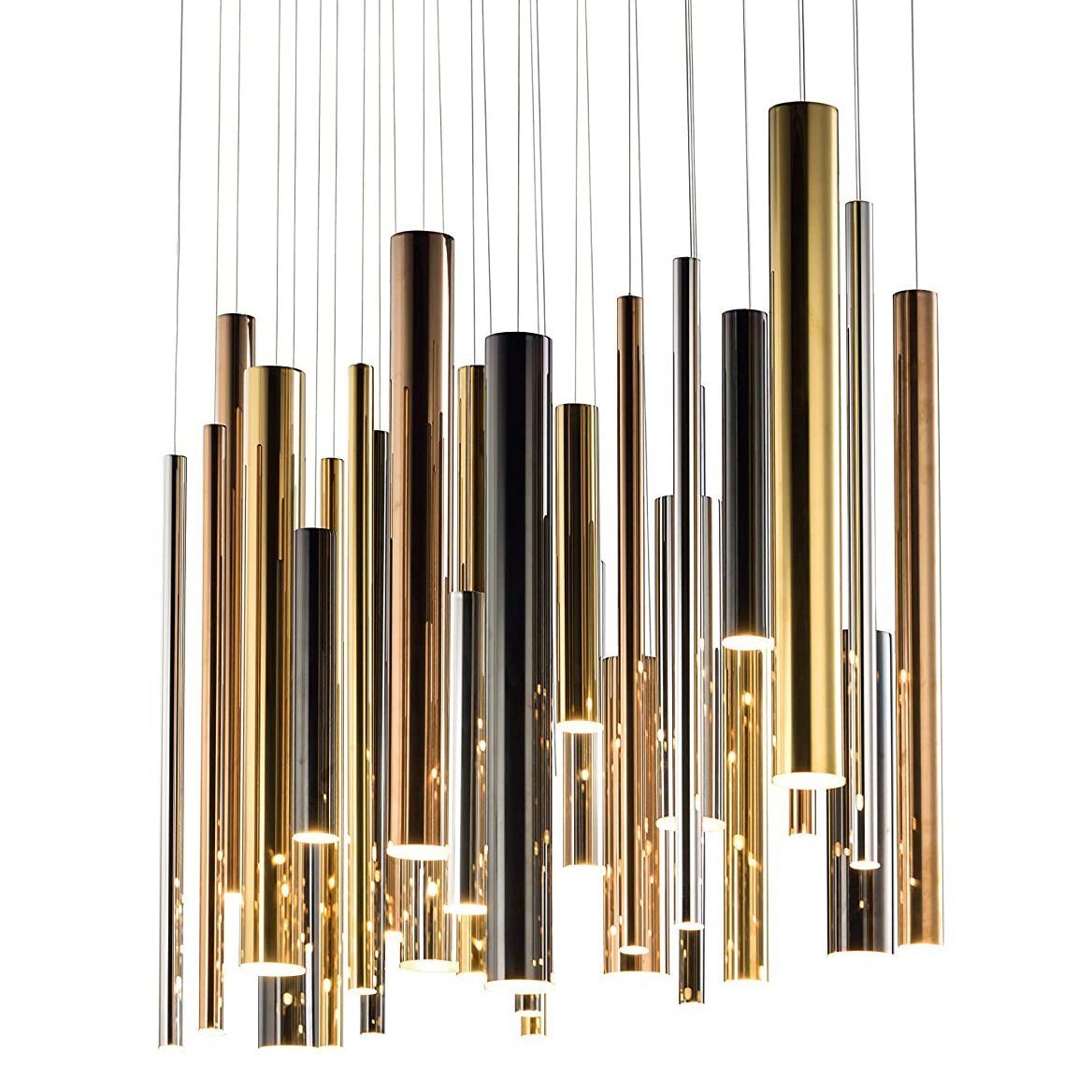 Bellini Round Metal Tubular Pendant Light Chandelier - Italian Concept - 