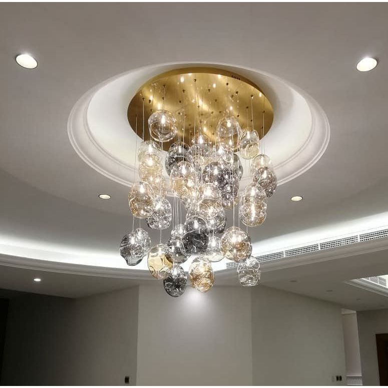 Zara Square Rainfall / Waterfall Glass Globe / Bubble Chandelier - Italian Concept