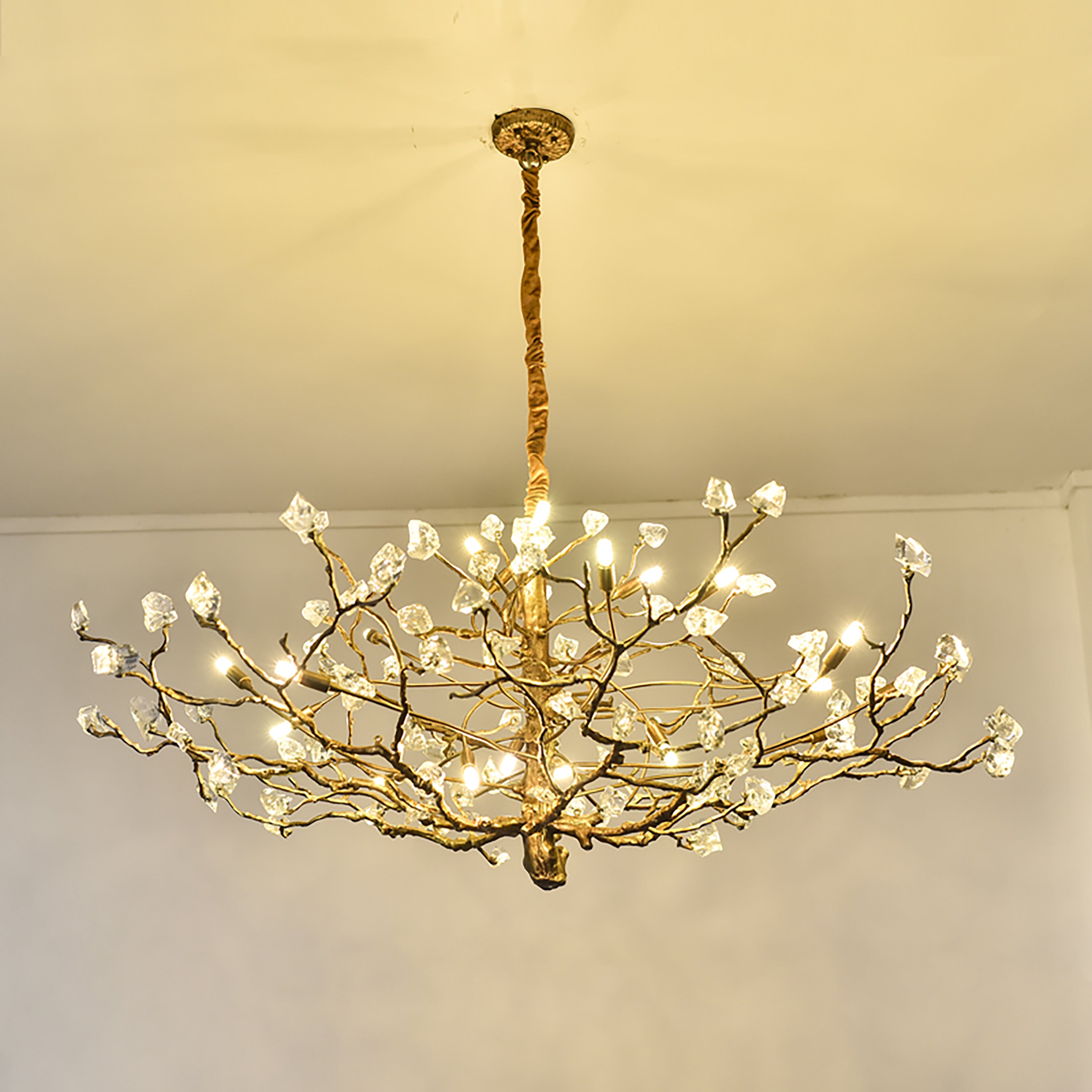 Livio Gemstone Branching Brass Round Chandelier - Italian Concept - 