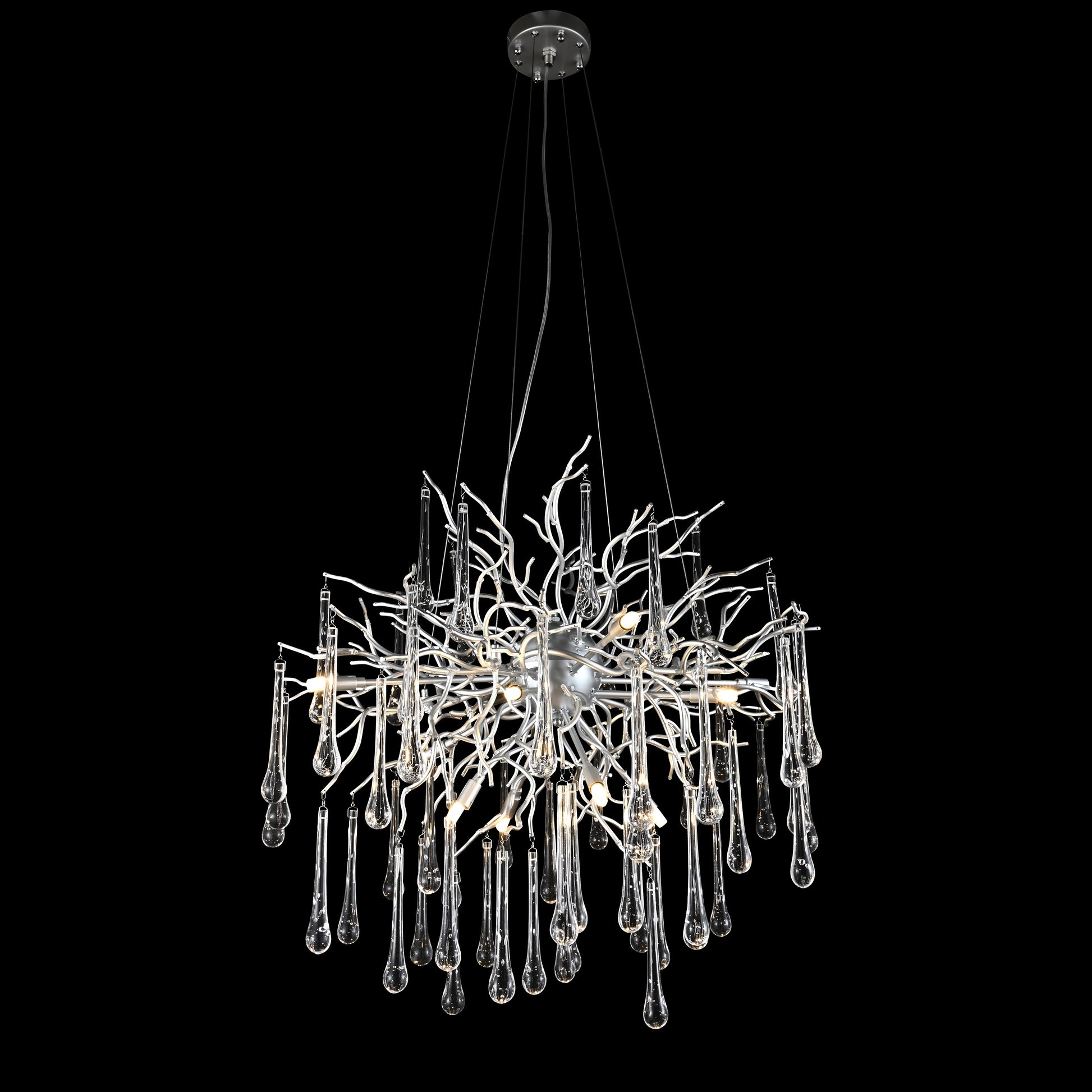 Georgina Branching Brass Round Teardrop Chandelier - Italian Concept - 