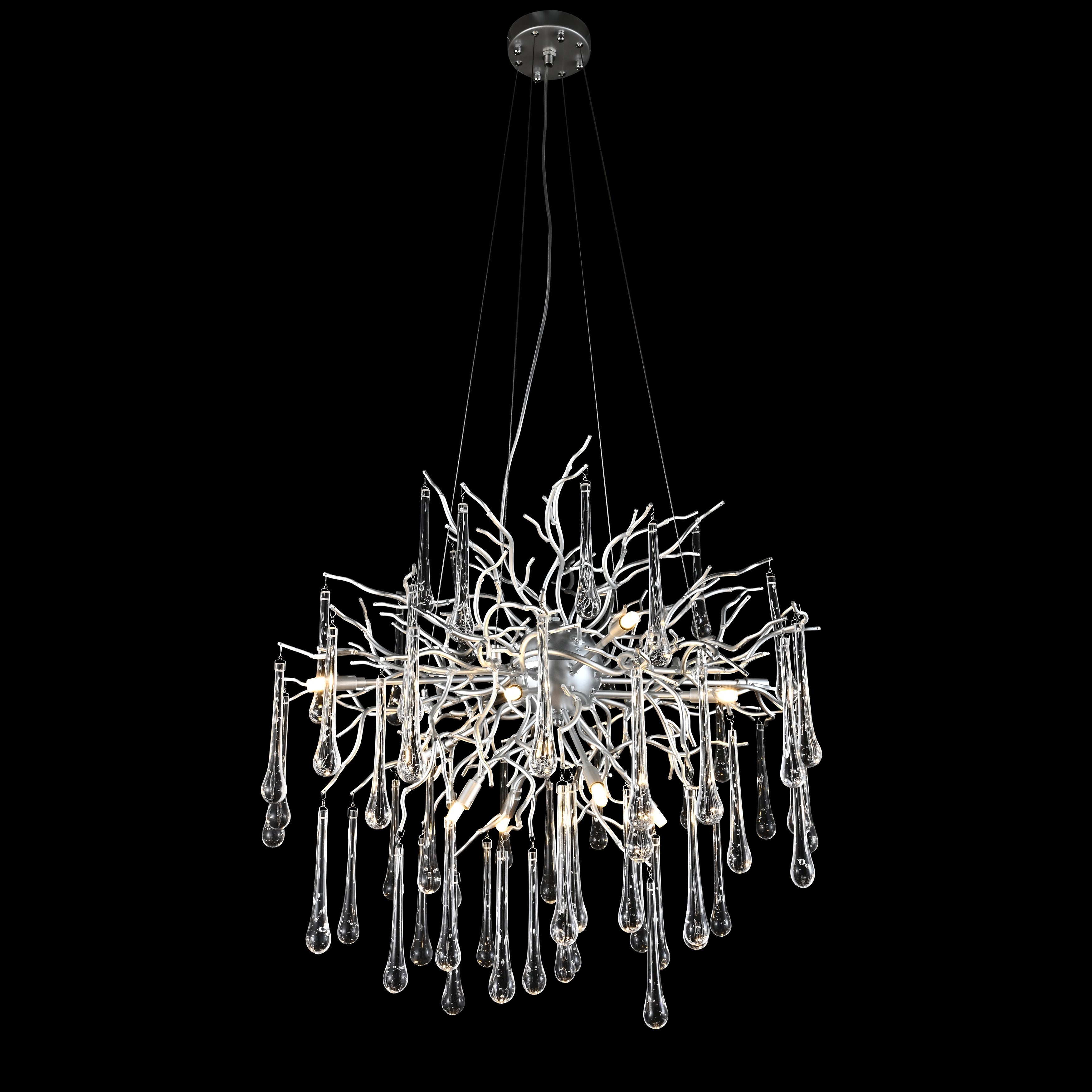 Georgina Branching Brass Round Teardrop Chandelier - Italian Concept - 