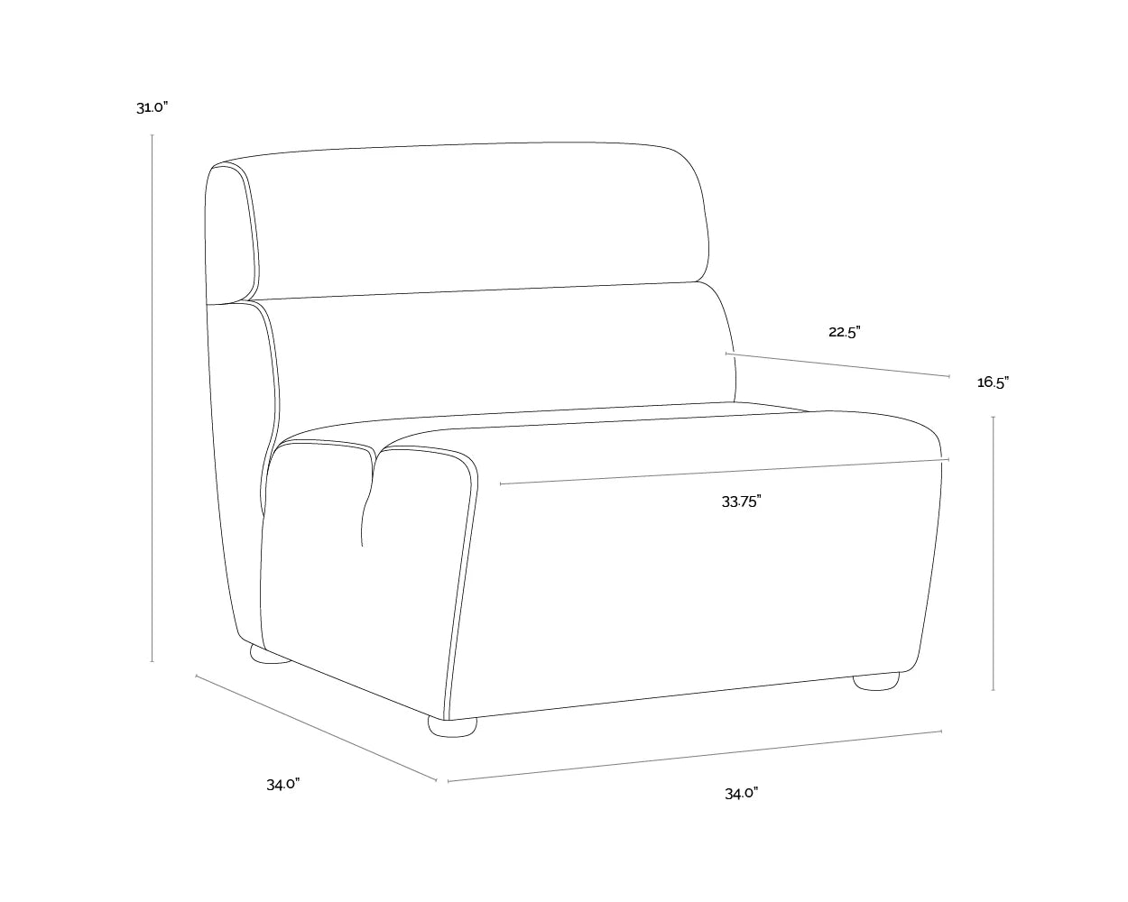 Sunpan Furniture - Cornell Modular Armless Chair