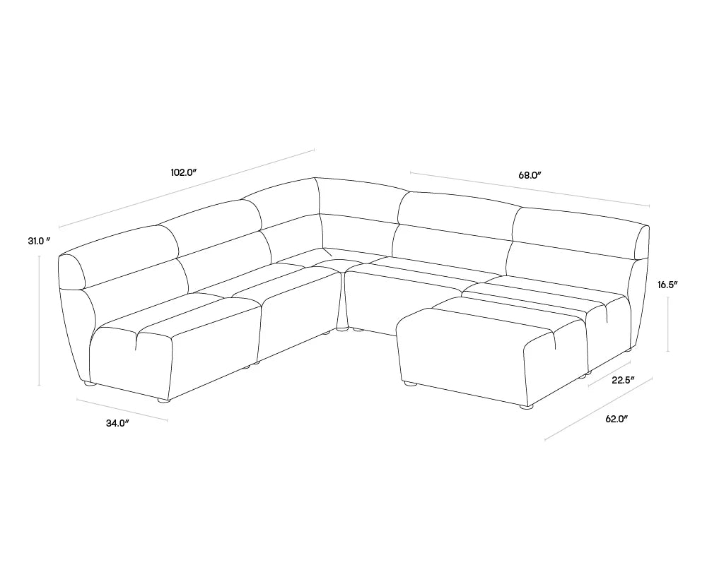 Sunpan Furniture - Cornell Modular Armless Chair