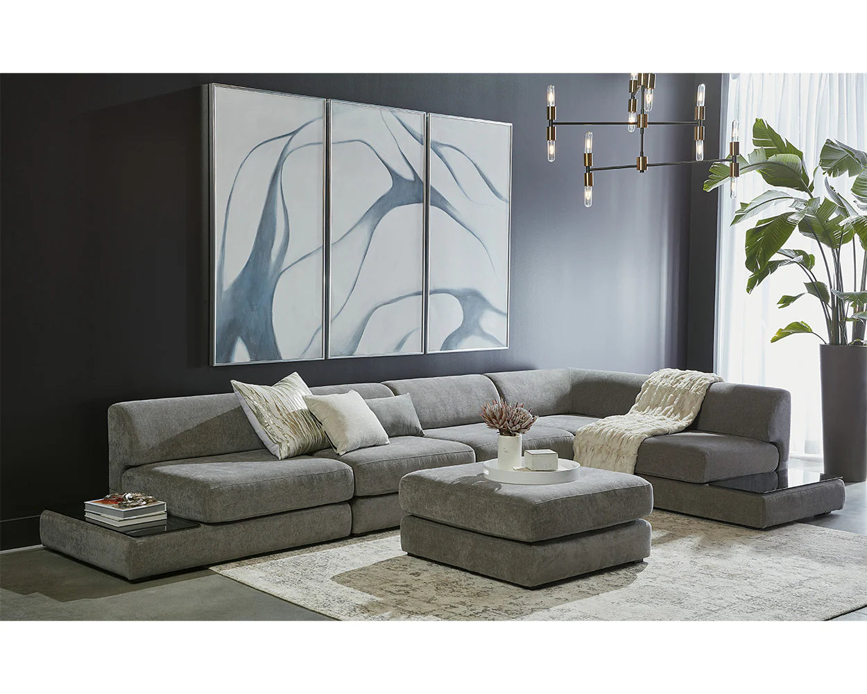 Sunpan Furniture - Harmony Modular - Armless Chair - Left Shelf