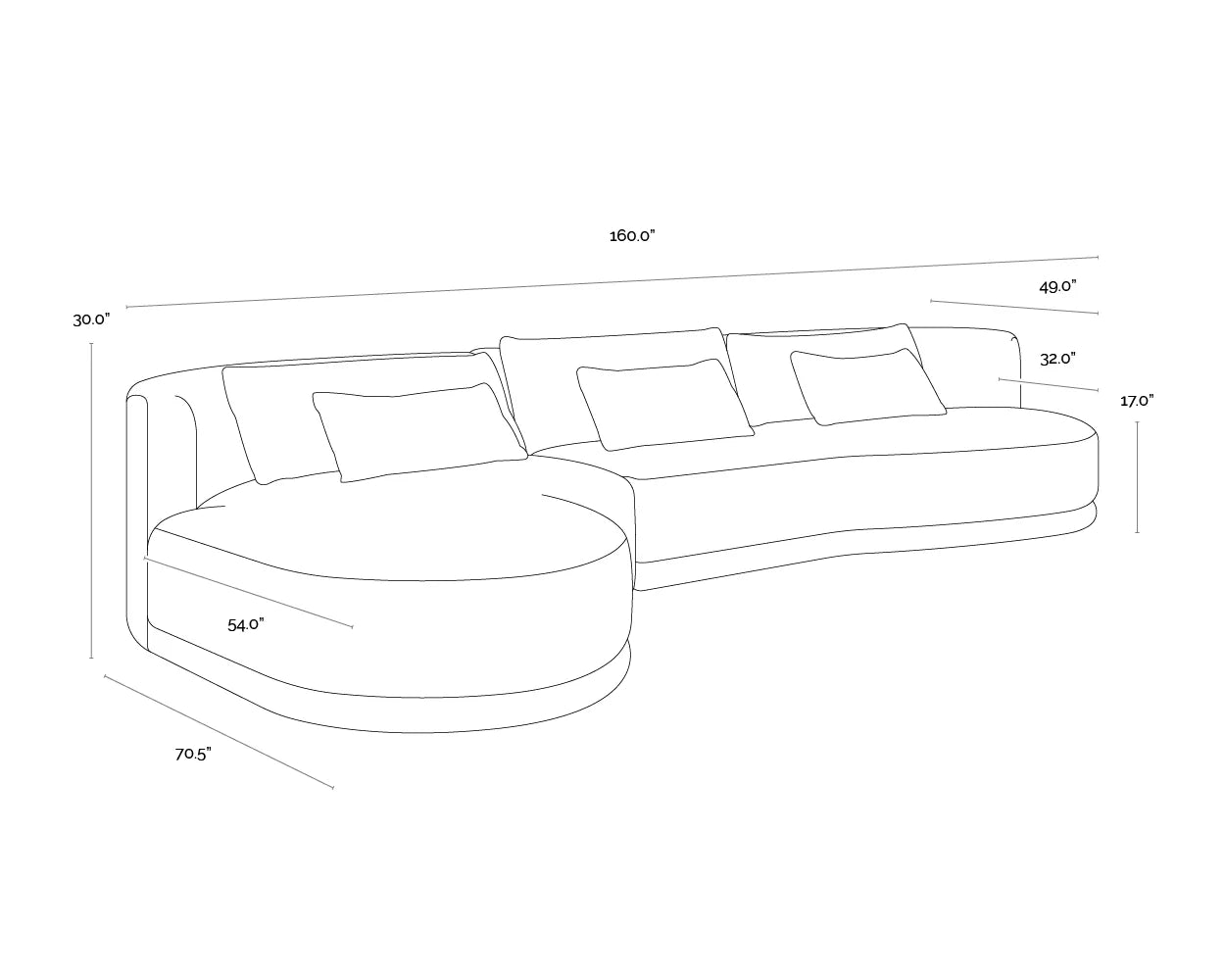 Sunpan Furniture - Laken Sofa Chaise - Laf