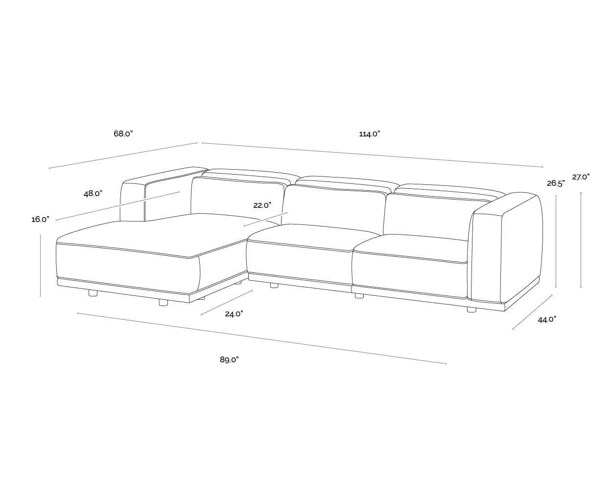 Sunpan Furniture - Beau Sofa Chaise - Laf