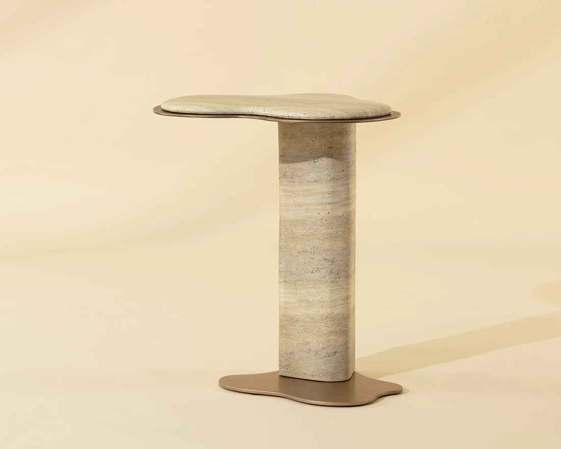 Sunpan Furniture - Isola End Table - Travertine Look