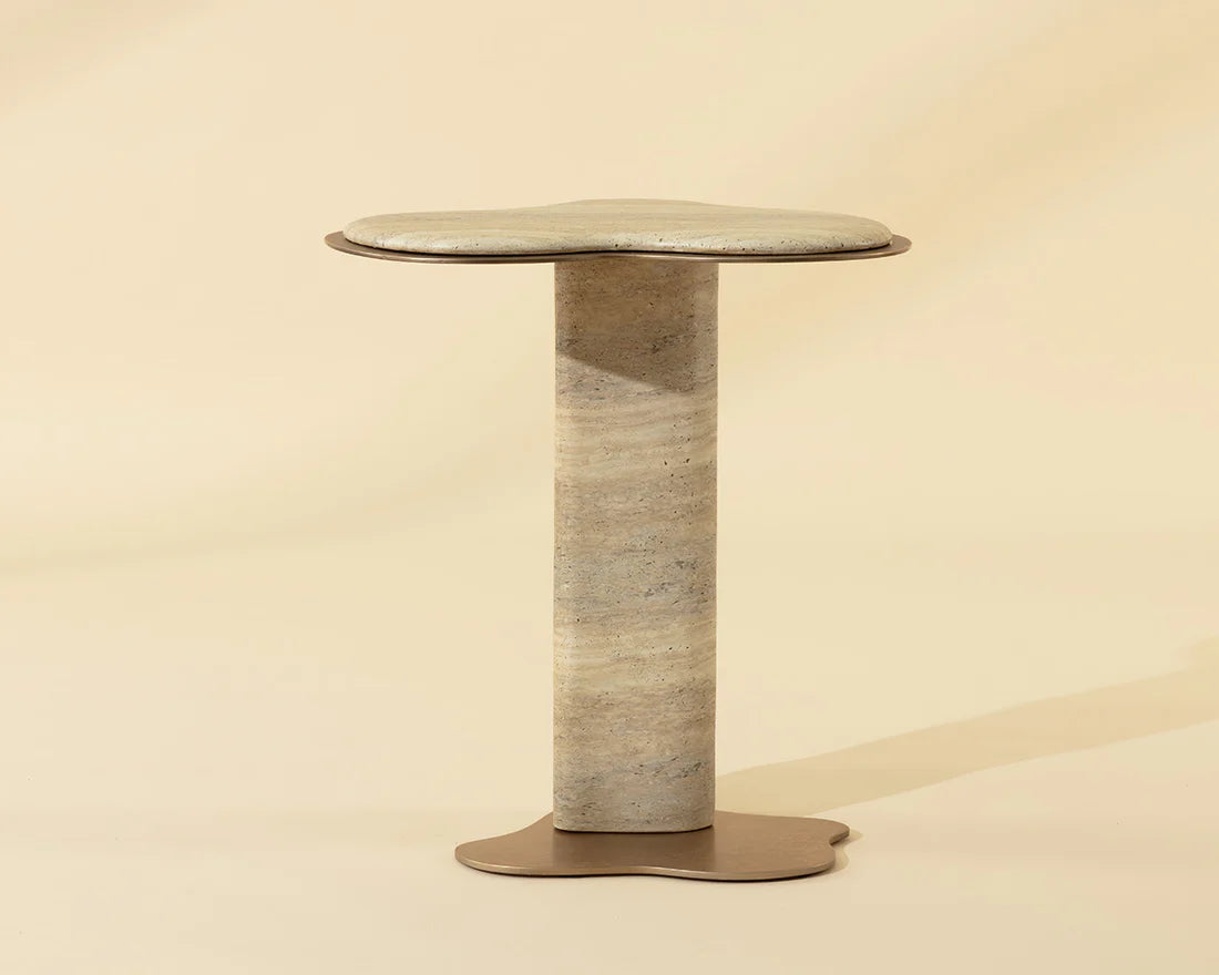 Sunpan Furniture - Isola End Table - Travertine Look