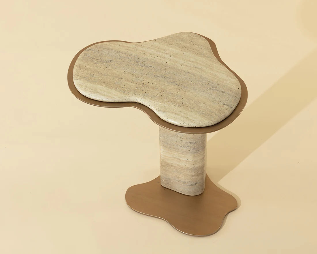 Sunpan Furniture - Isola End Table - Travertine Look