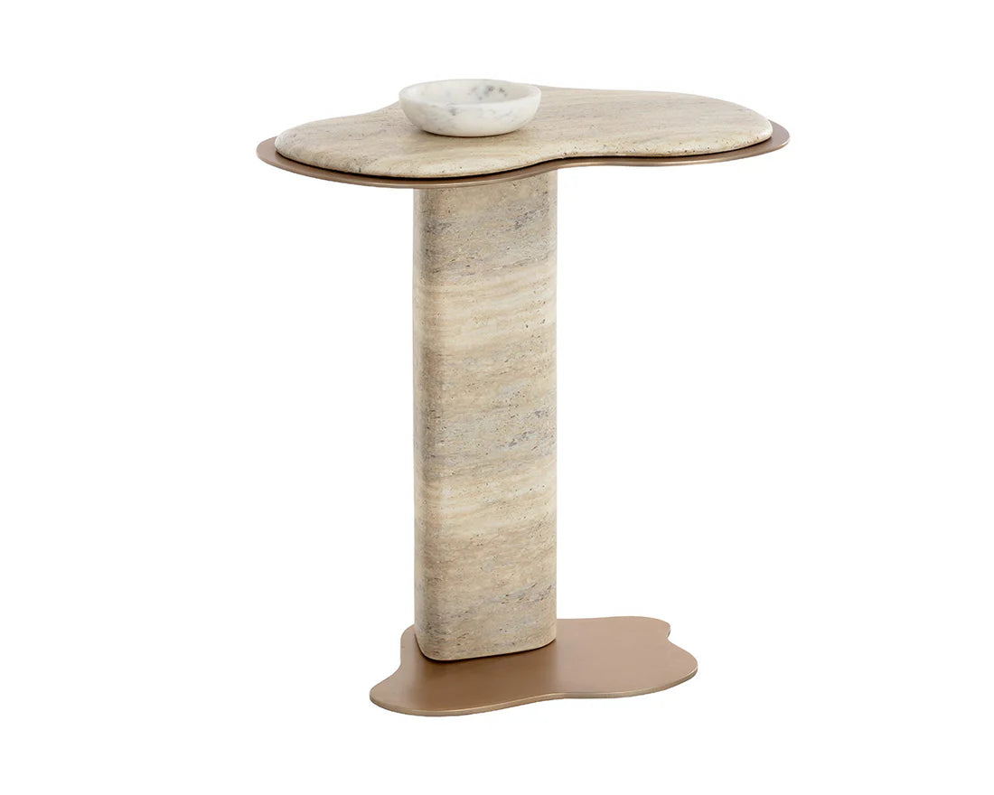Sunpan Furniture - Isola End Table - Travertine Look