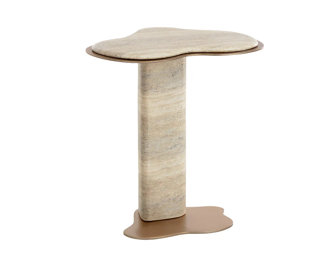 Sunpan Furniture - Isola End Table - Travertine Look