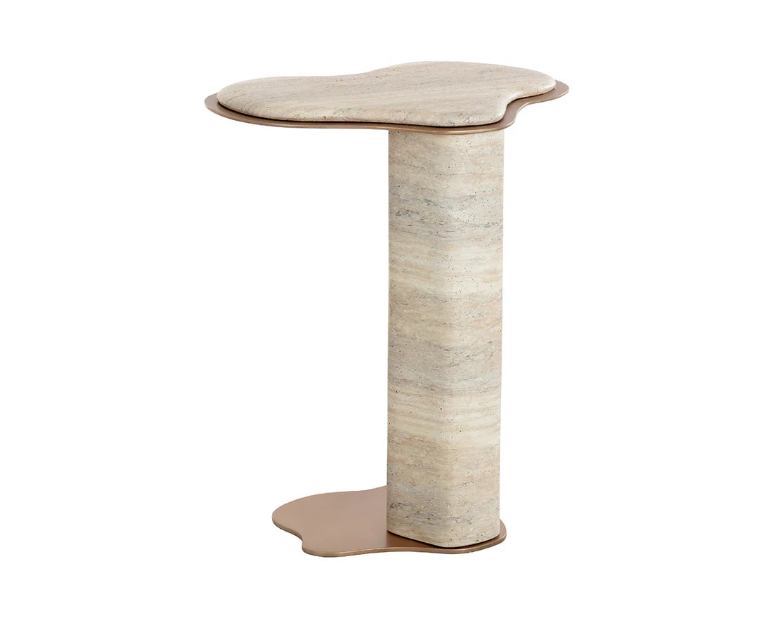 Sunpan Furniture - Isola End Table - Travertine Look