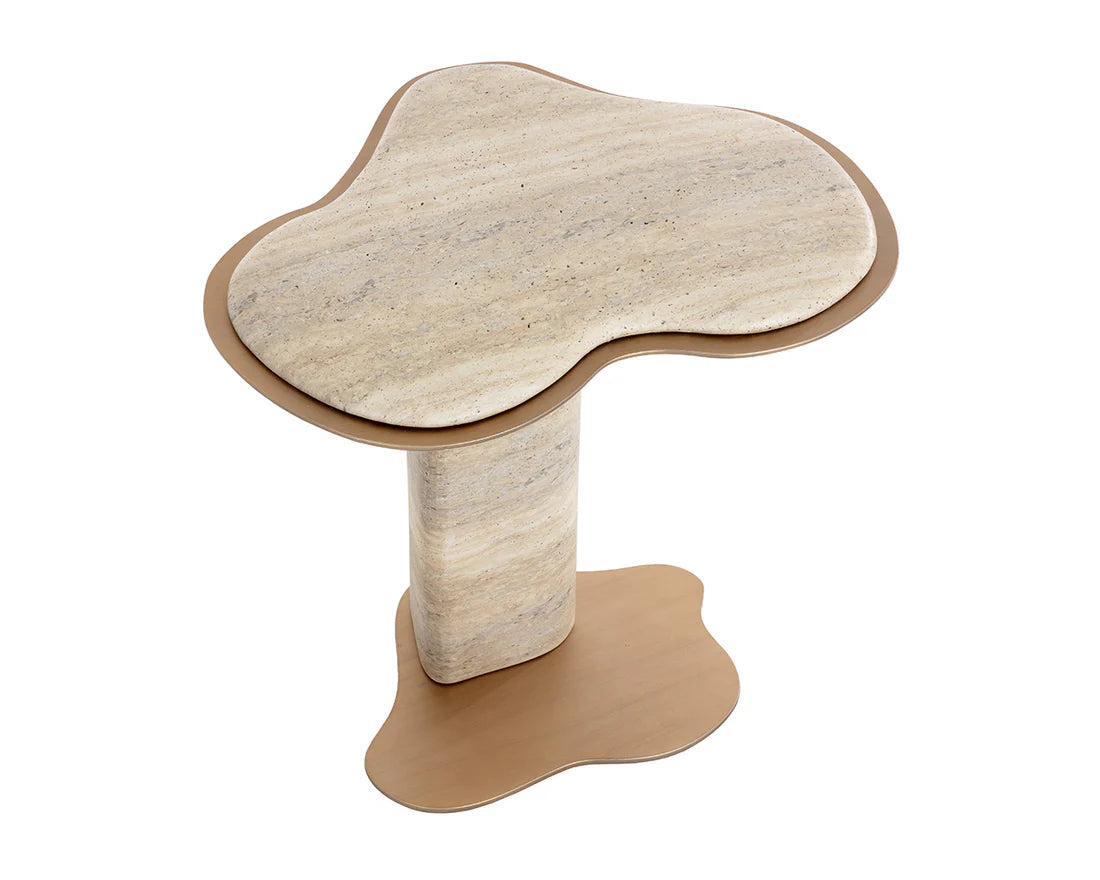 Sunpan Furniture - Isola End Table - Travertine Look