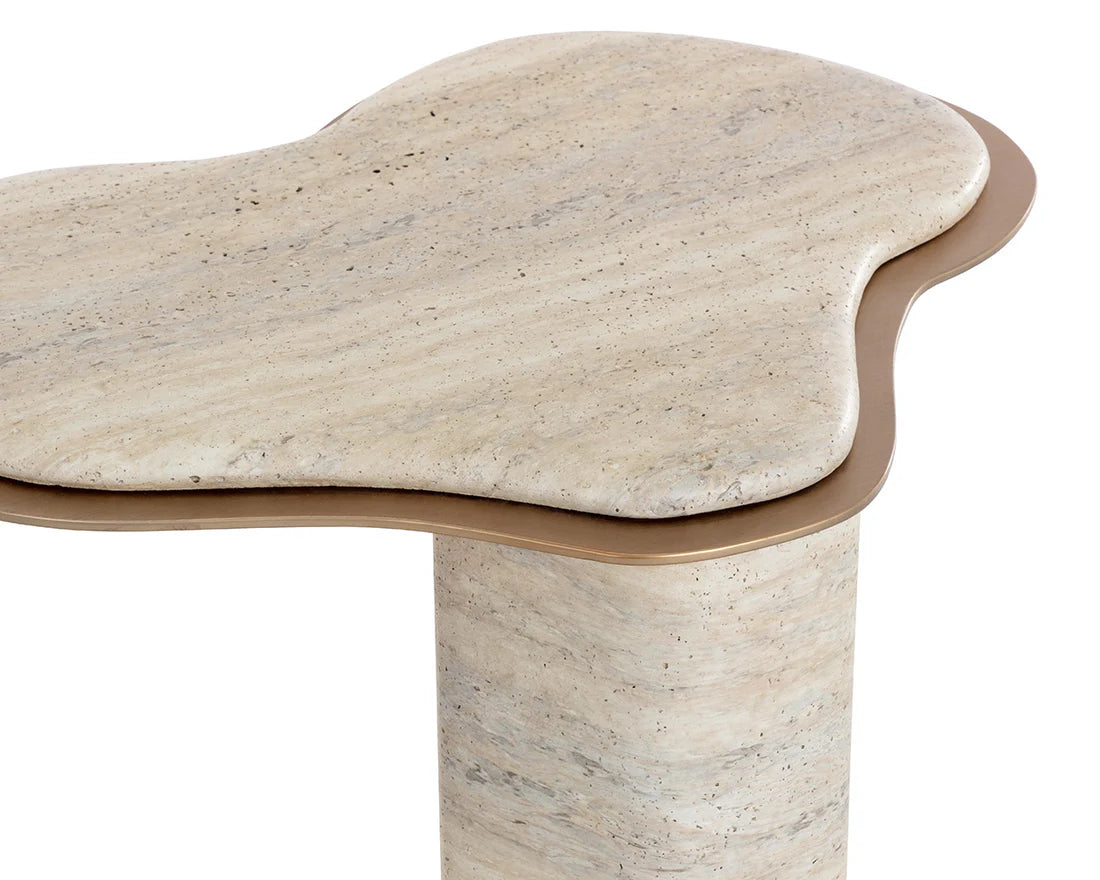 Sunpan Furniture - Isola End Table - Travertine Look