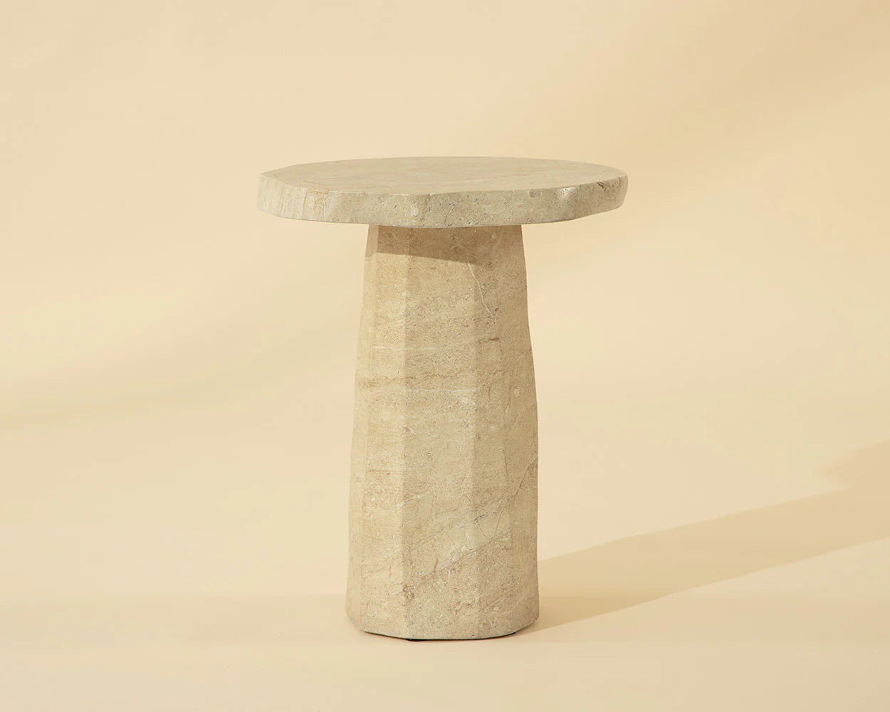 Sunpan Furniture - Baldur End Table - Travertine Look