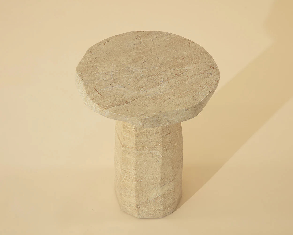 Sunpan Furniture - Baldur End Table - Travertine Look