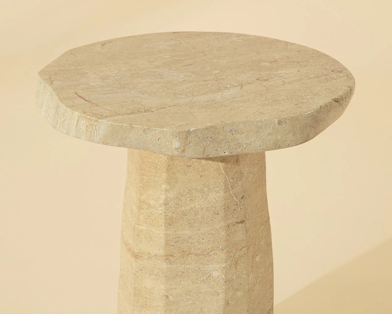 Sunpan Furniture - Baldur End Table - Travertine Look