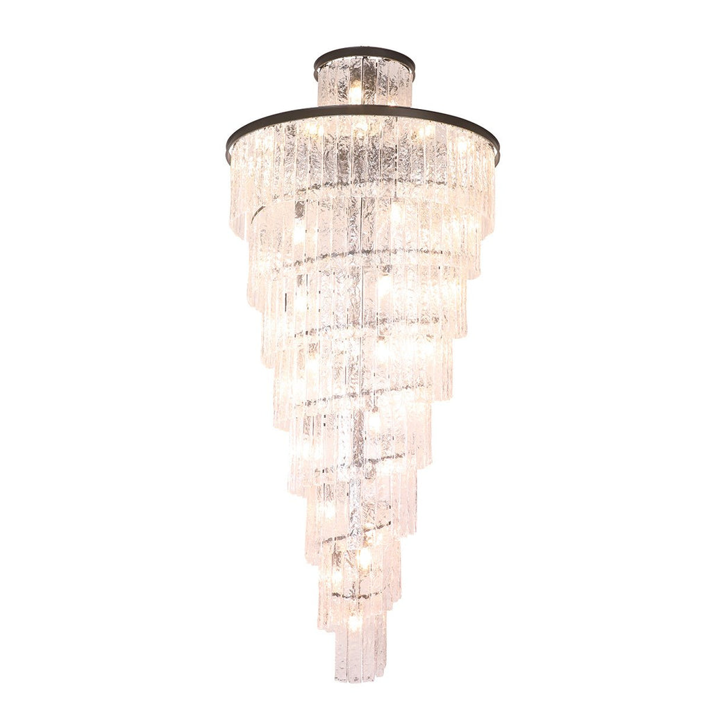 Seline Spiral Tiered/ Layered Cracked Textured Glass Chandelier - Italian Concept - 