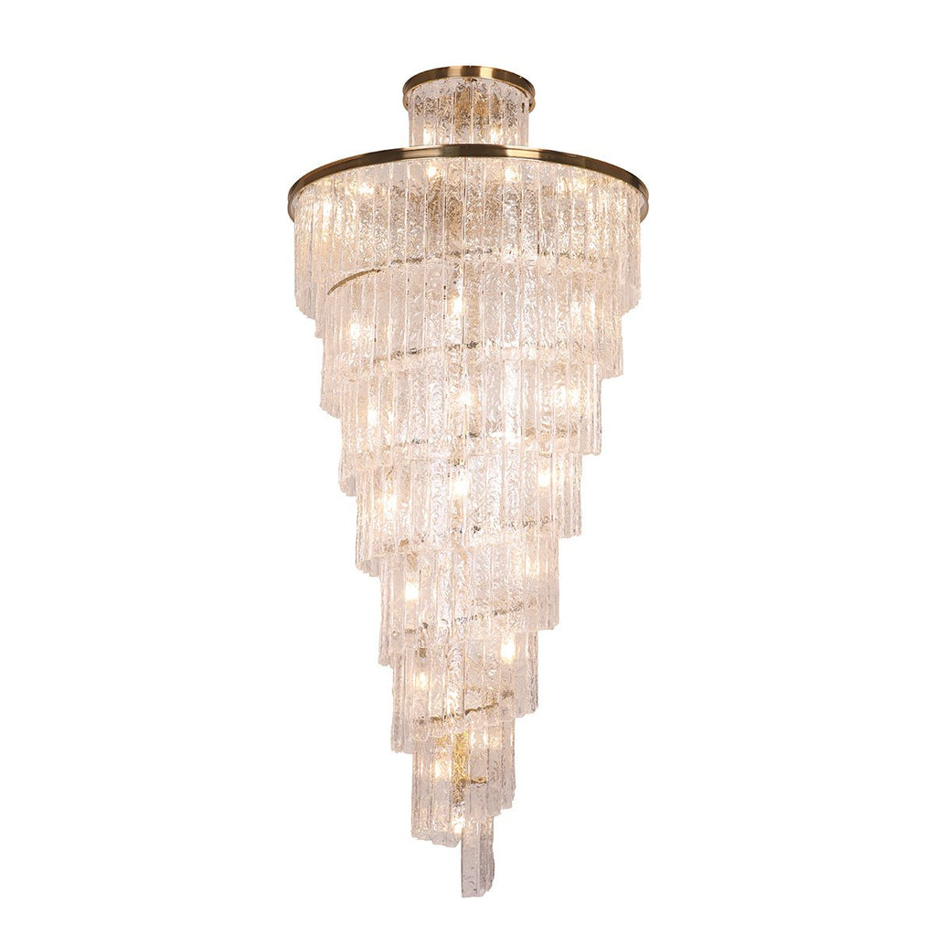 Seline Spiral Tiered/ Layered Cracked Textured Glass Chandelier - Italian Concept - 