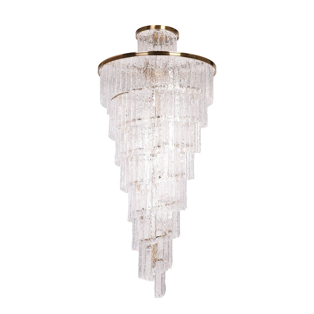 Seline Spiral Tiered/ Layered Cracked Textured Glass Chandelier - Italian Concept - 