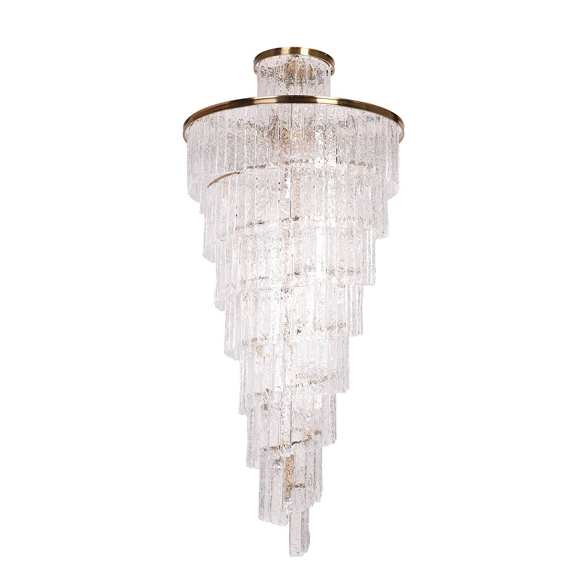 Seline Spiral Tiered/ Layered Cracked Textured Glass Chandelier - Italian Concept - 