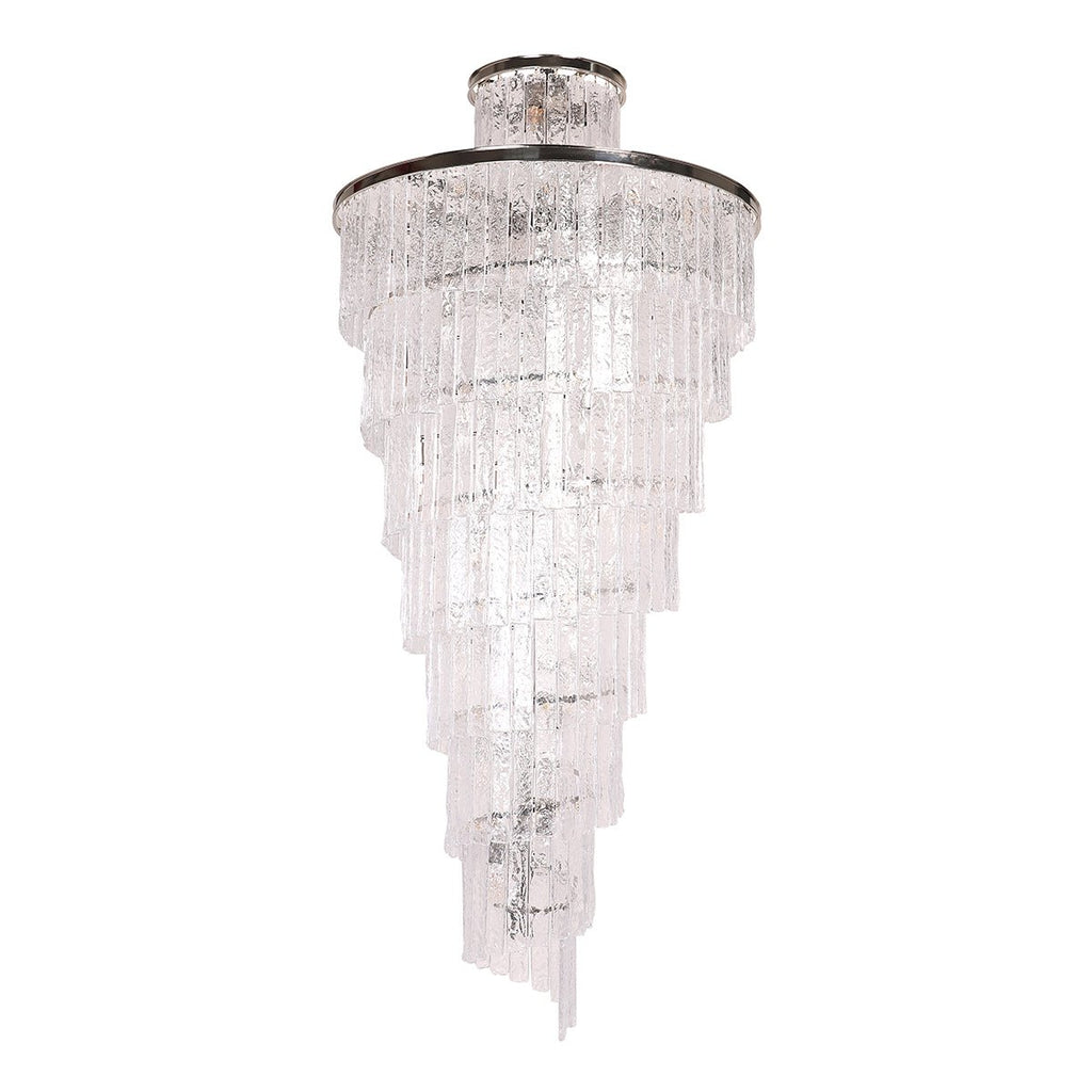 Seline Spiral Tiered/ Layered Cracked Textured Glass Chandelier - Italian Concept - 