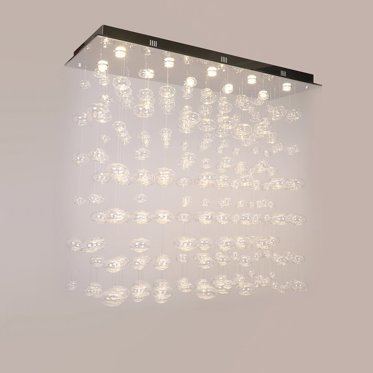 Fountaine Rectangle Rainfall / Waterfall Glass Globe / Bubble Chandelier - Italian Concept - 