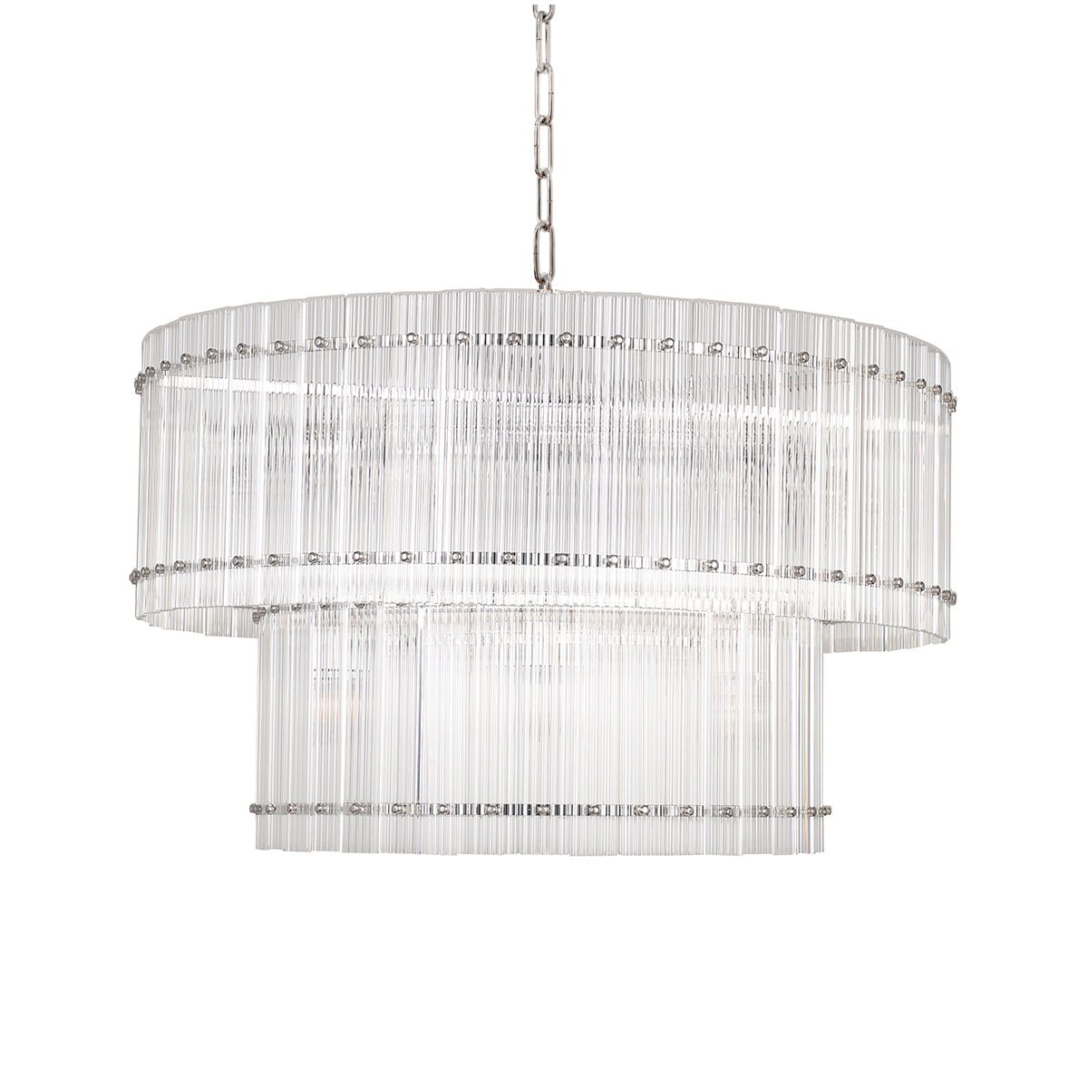 Carmel Round Ribbed Glass Tile Chandelier - Italian Concept - 