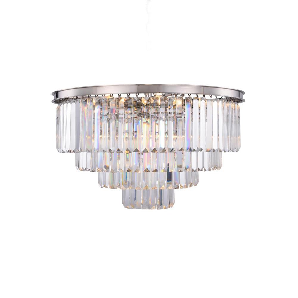 Flush-mount Odeon Round Tiered Crystal Fringe Chandelier Collection - Italian Concept - 