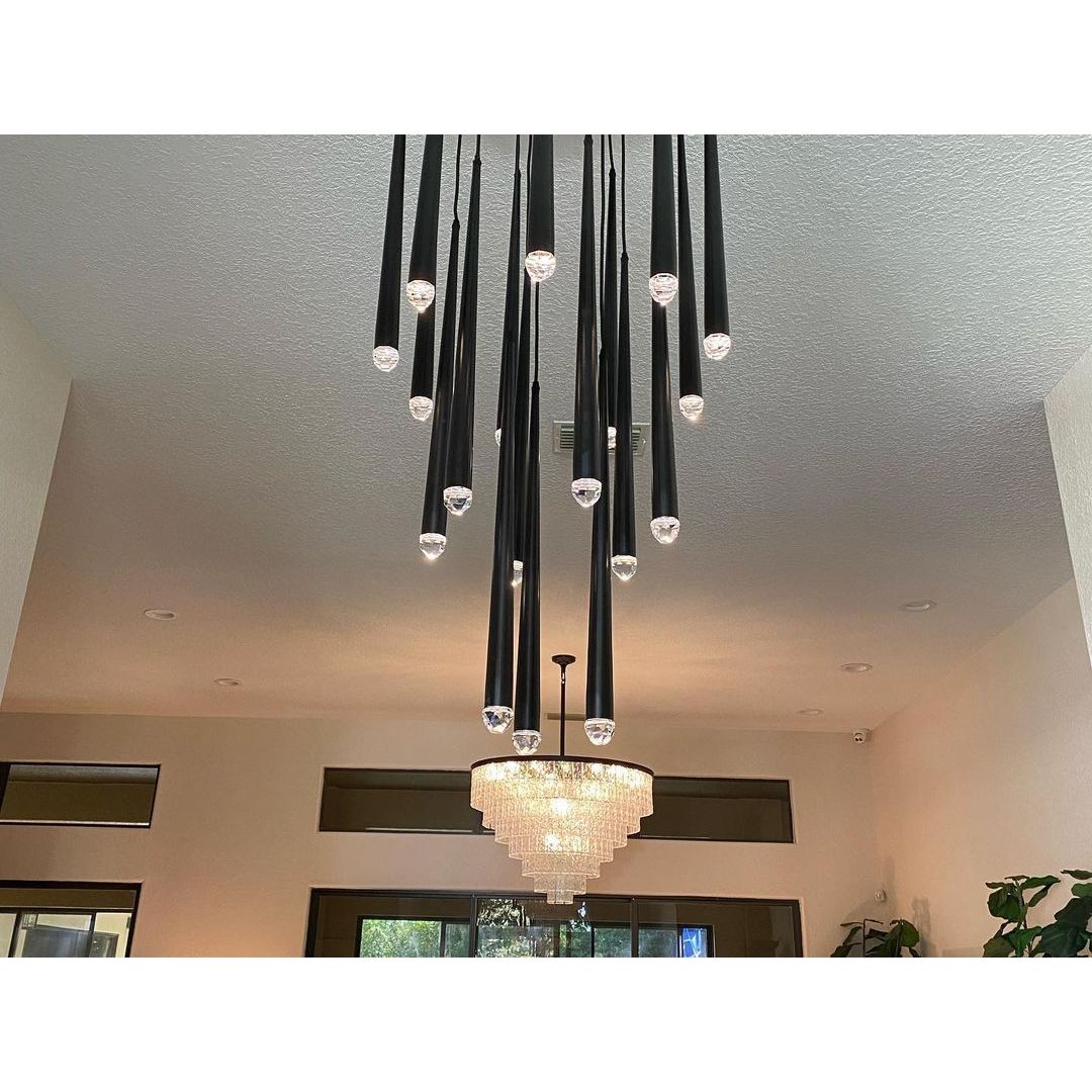 Anthropology Rectangle Cluster Metal Tubular Crystal Pendant Light - Italian Concept - 
