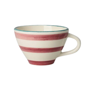 Ceramic Tea Cup with Hand-painted Pink Horizontal Stripes - 5.07 oz