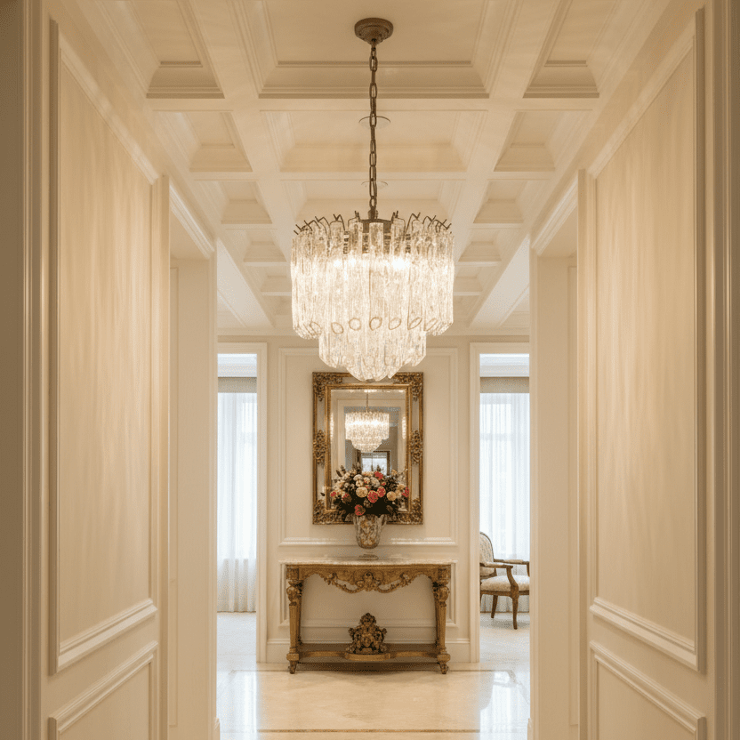 3-Tier Brass - Cozy Coffered Hallway (20" diameter)