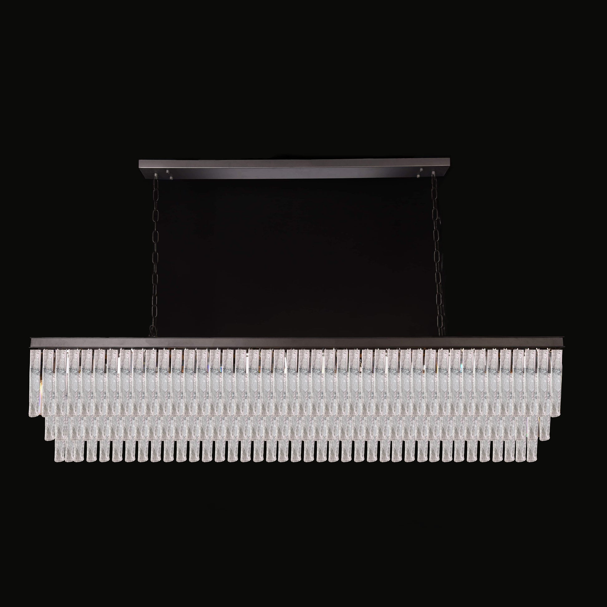 Seline 3-Tier Rectangular Cracked Textured Glass Chandelier - Italian Concept