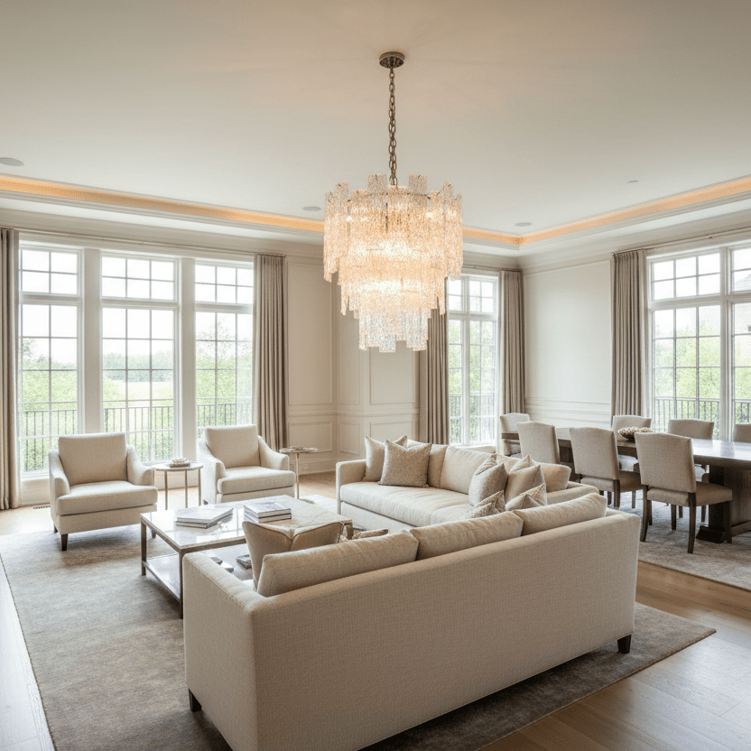 32" Polished Nickel cascade in great room