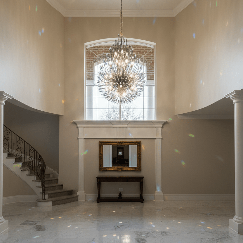 32" Polished Nickel in grand foyer