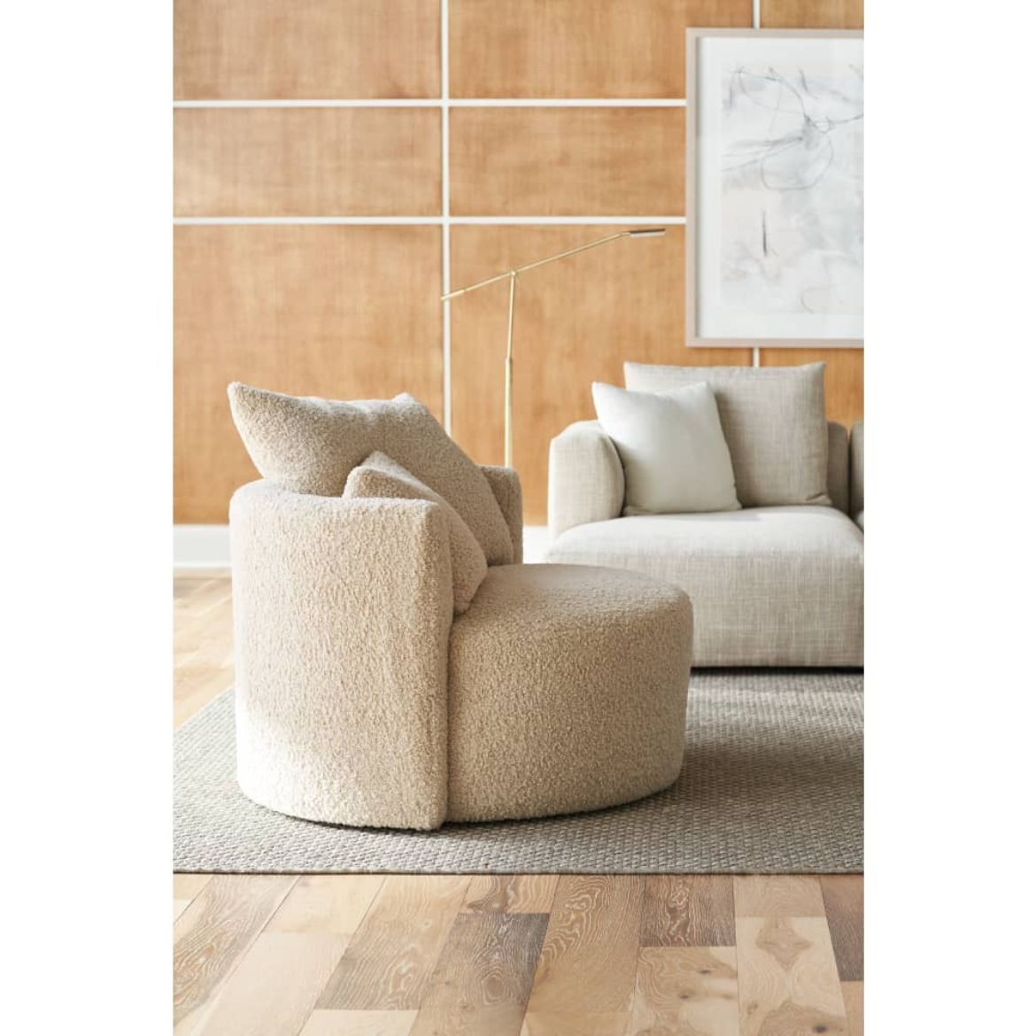 Rowe Furniture - Neutral Boucle Leander Swivel Chair