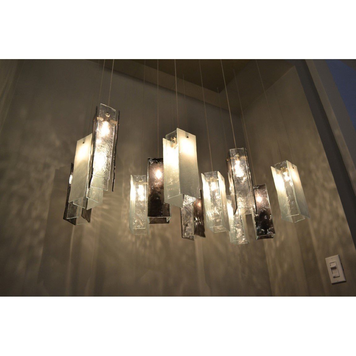 Rain Rectangular Cluster Glass tile Pendant Chandelier - Italian Concept - 