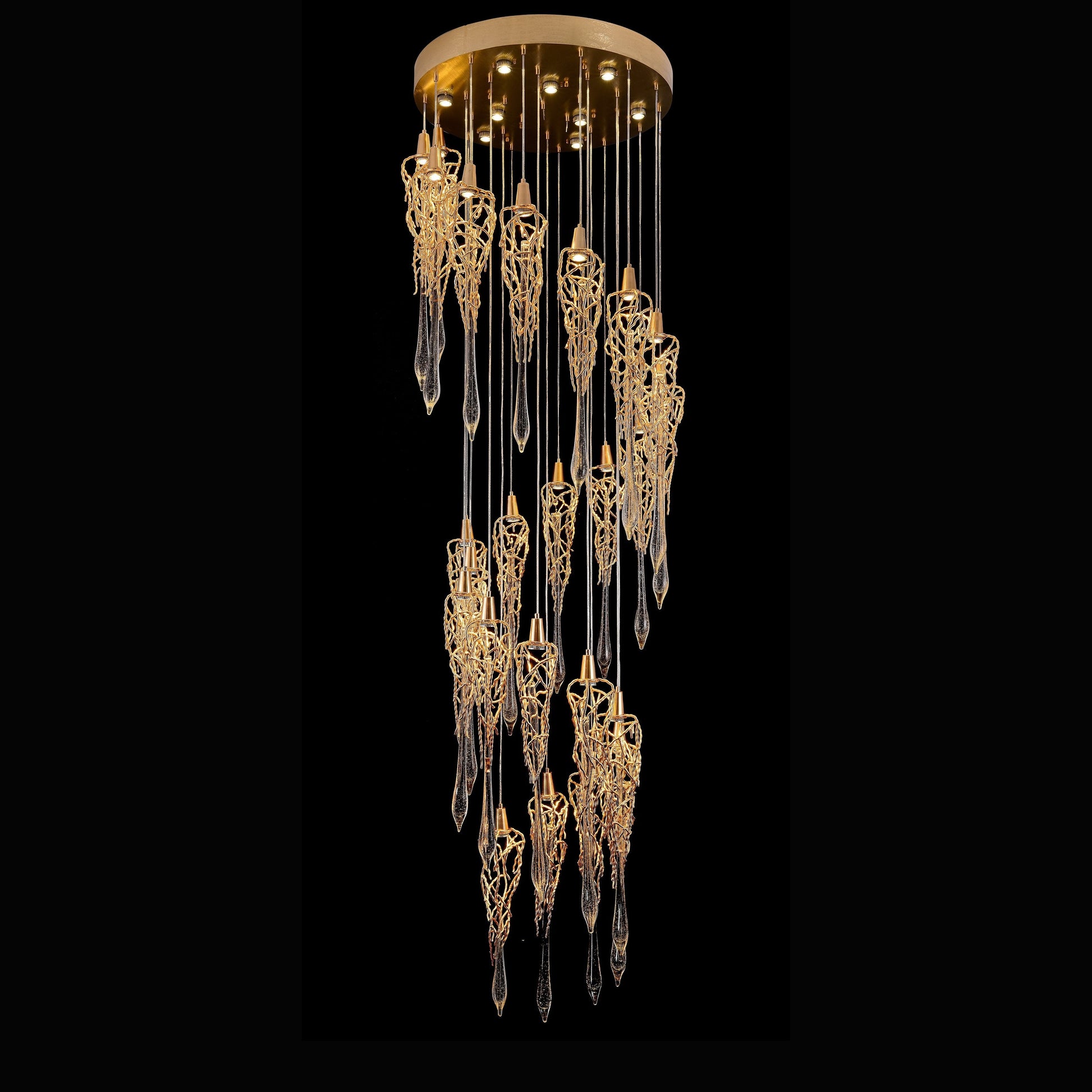 Organic Round Branching 25 Pendant Teardrop Foyer Chandelier - Italian Concept