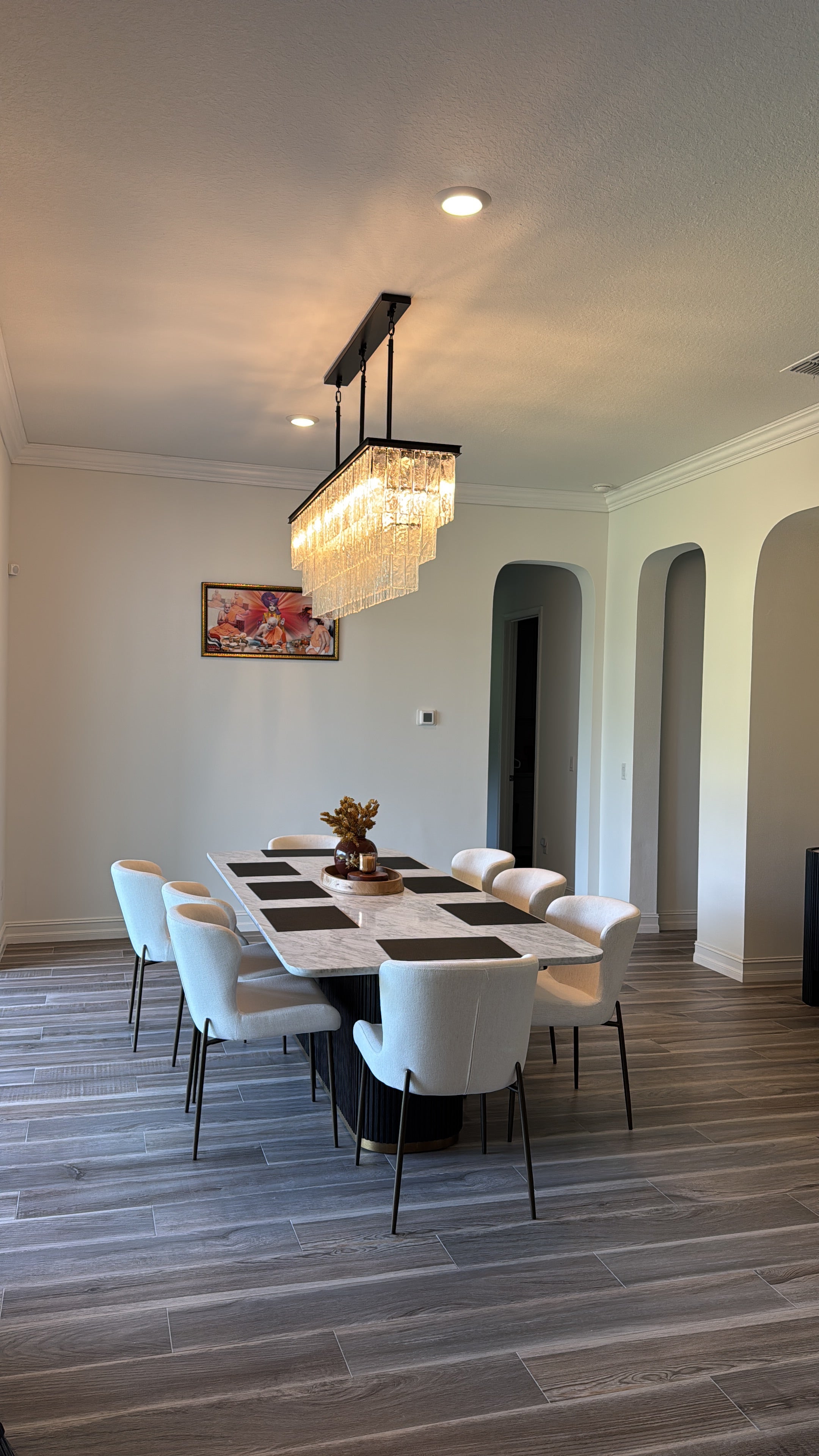 Seline 3-Tier Rectangular Cracked Textured Glass Chandelier - Italian Concept