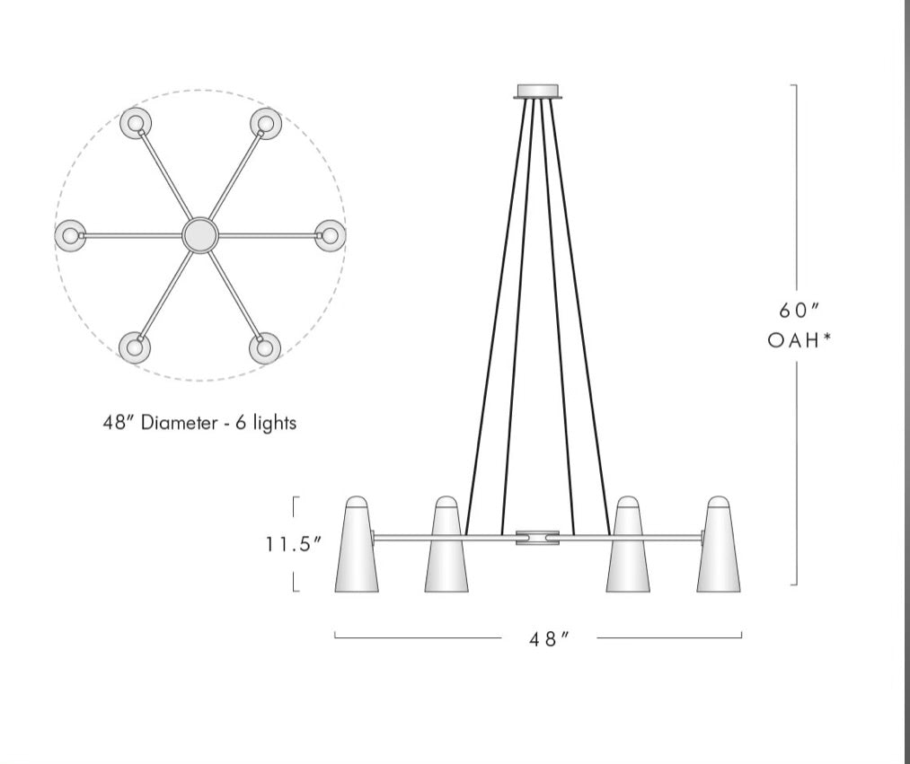 Saville Round Cone Glass Chandelier - Italian Concept