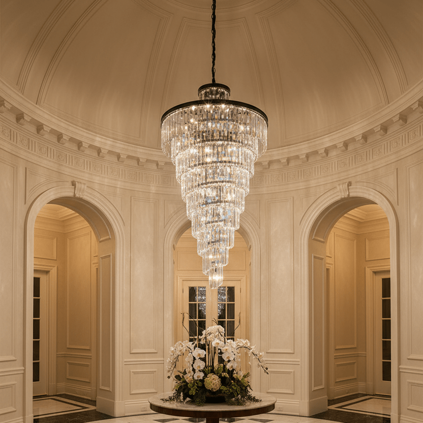 45" x 90" Chandelier in Circular Rotunda Foyer