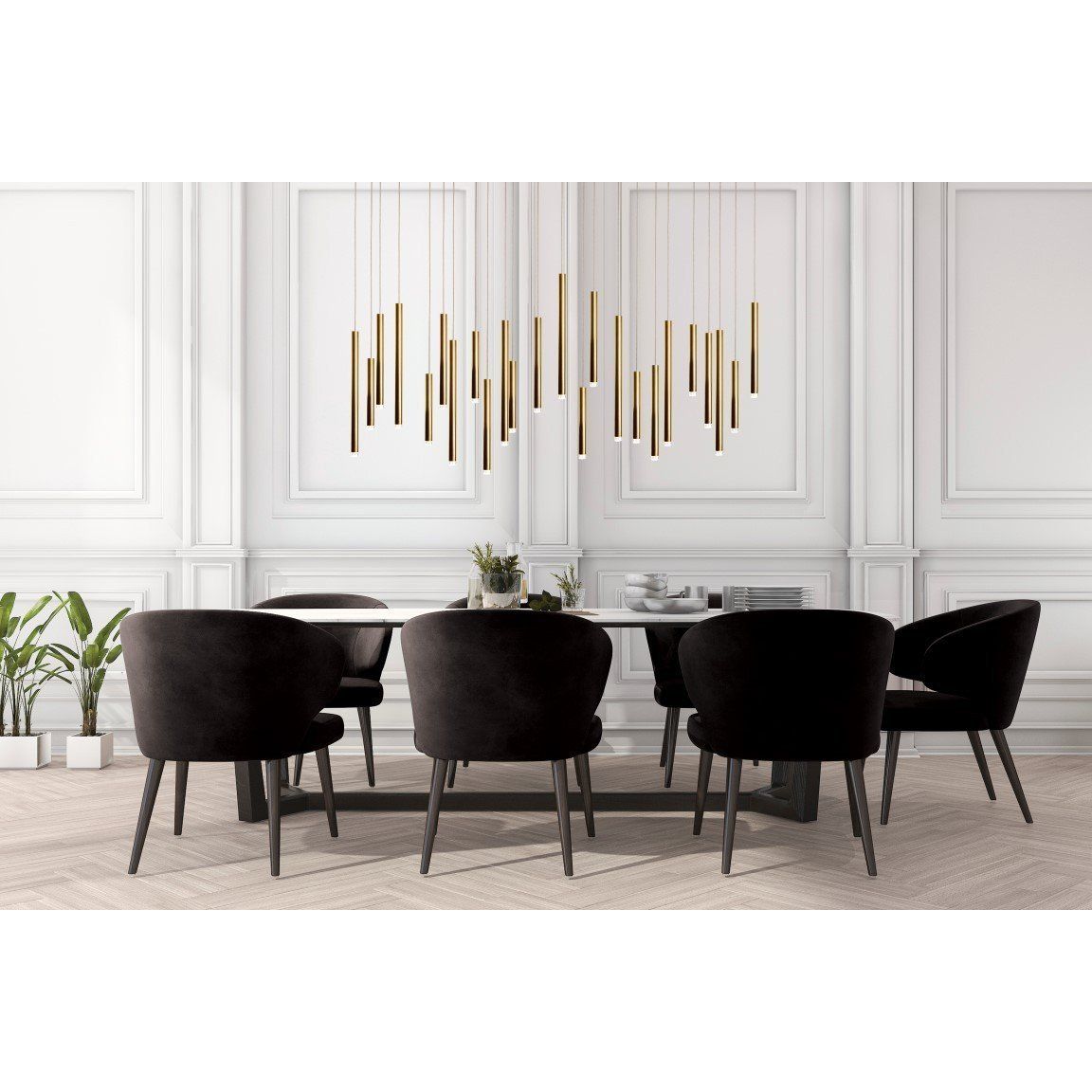 Bellini Rectangular Tri-Tone Tubular Pendant Light Chandelier - Italian Concept - 