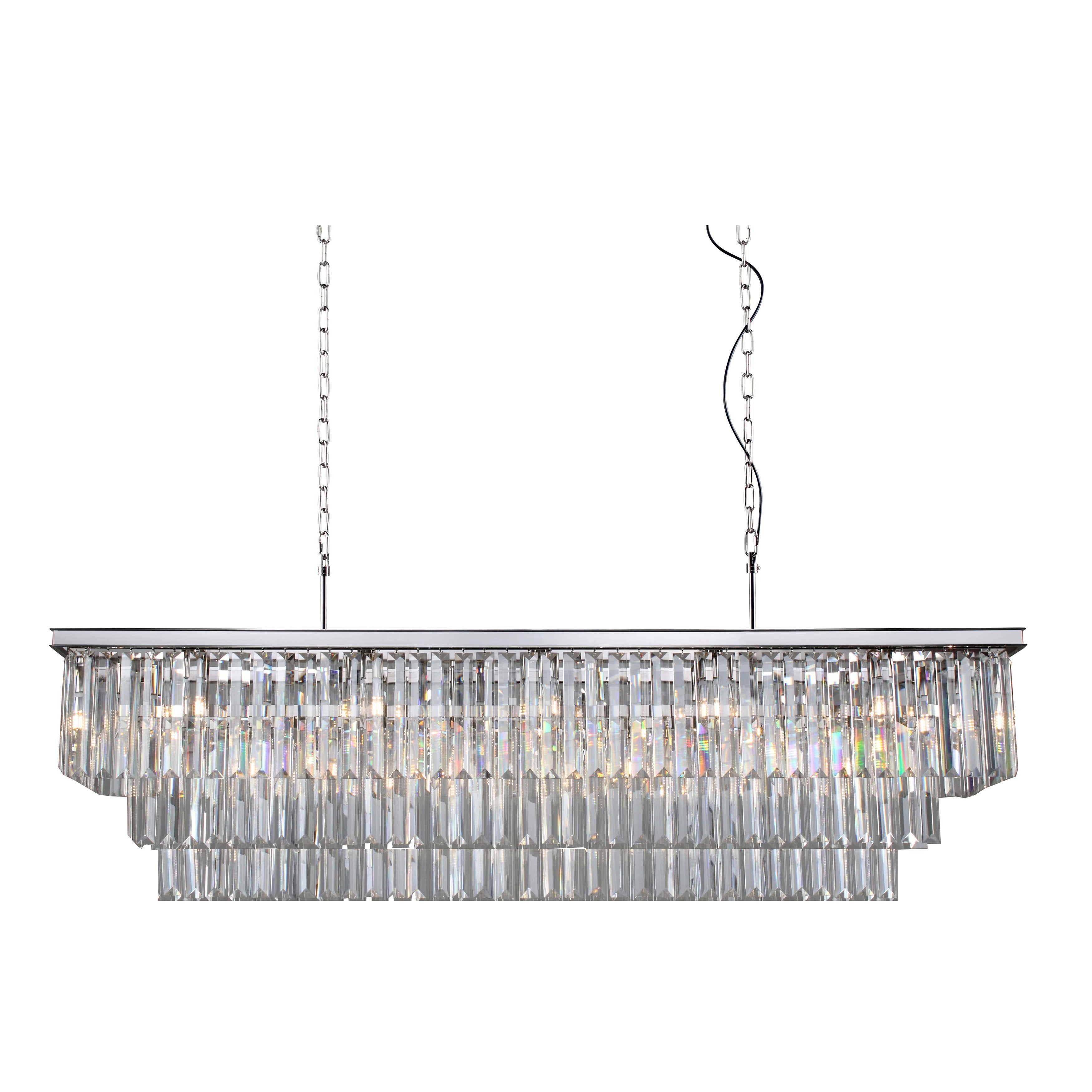3-Tier Odeon Crystal Fringe Rectangular Chandelier - Italian Concept - 