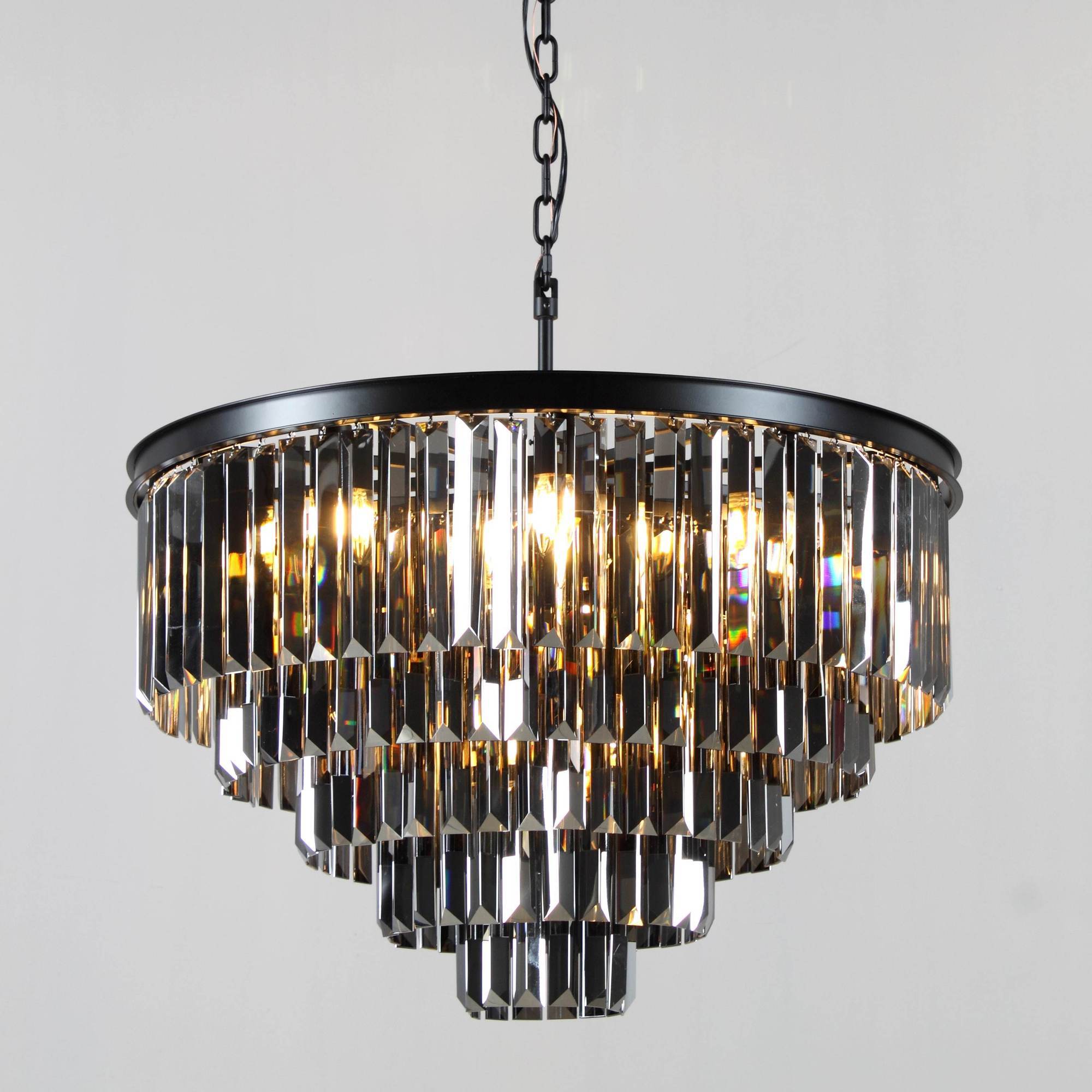 54" Wide Odeon Round Crystal Fringe Chandelier - Italian Concept - 