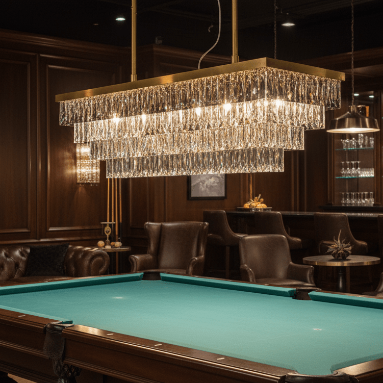 61" Lacquered Brass Smoke in billiard room