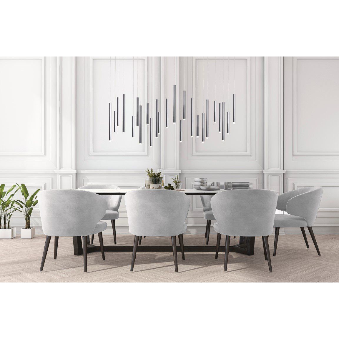 Bellini Rectangular Two-Tone Tubular Pendant Light Chandelier - Italian Concept - 