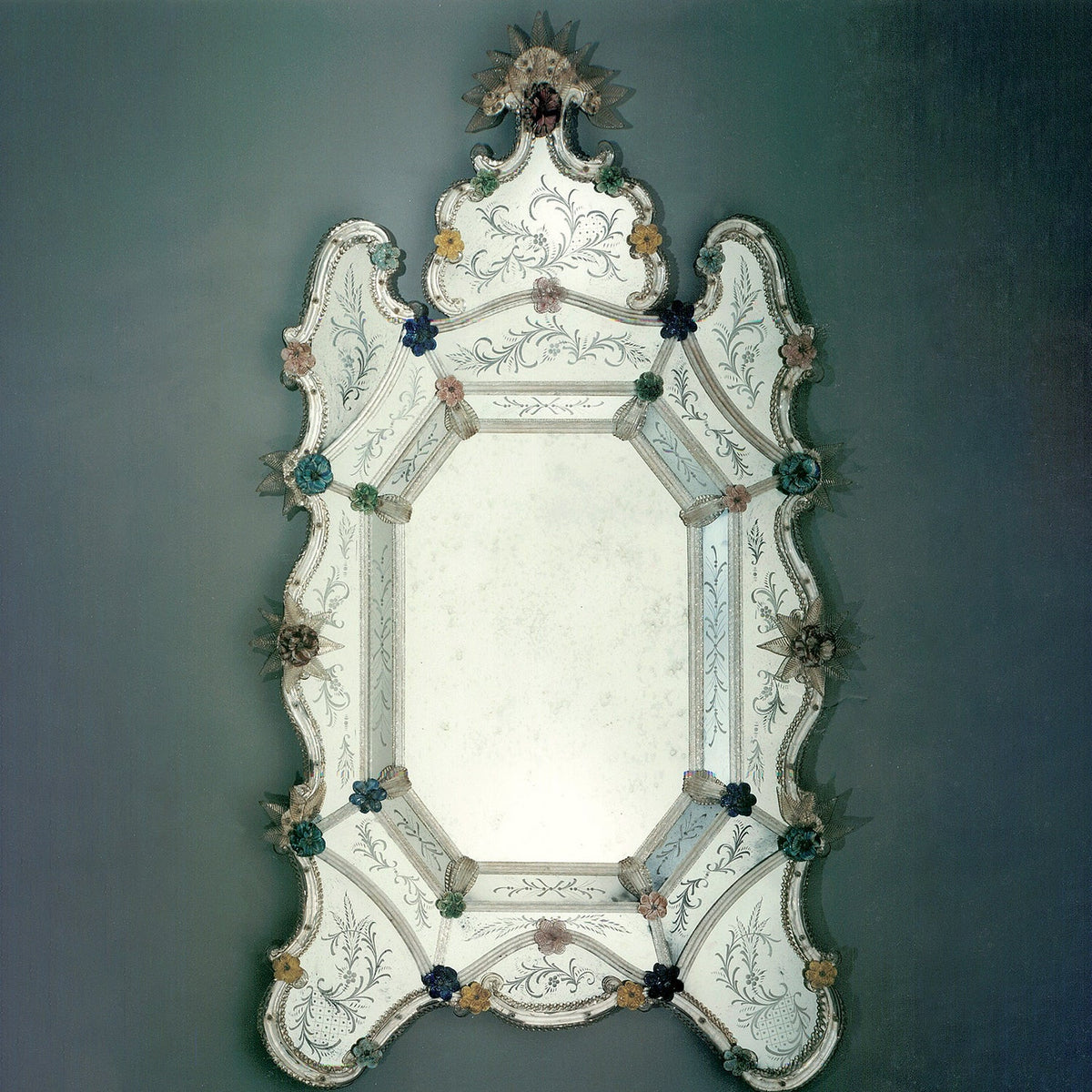 Antique Reproduction of Murano Glass Mirror in Venetian Style