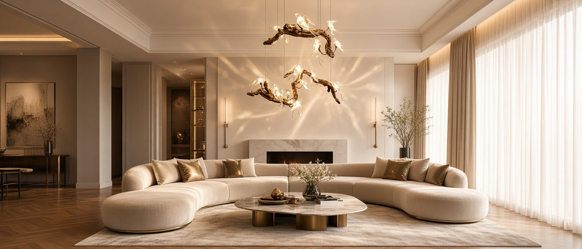 Bird Song Branching Linear Teardrop Chandelier