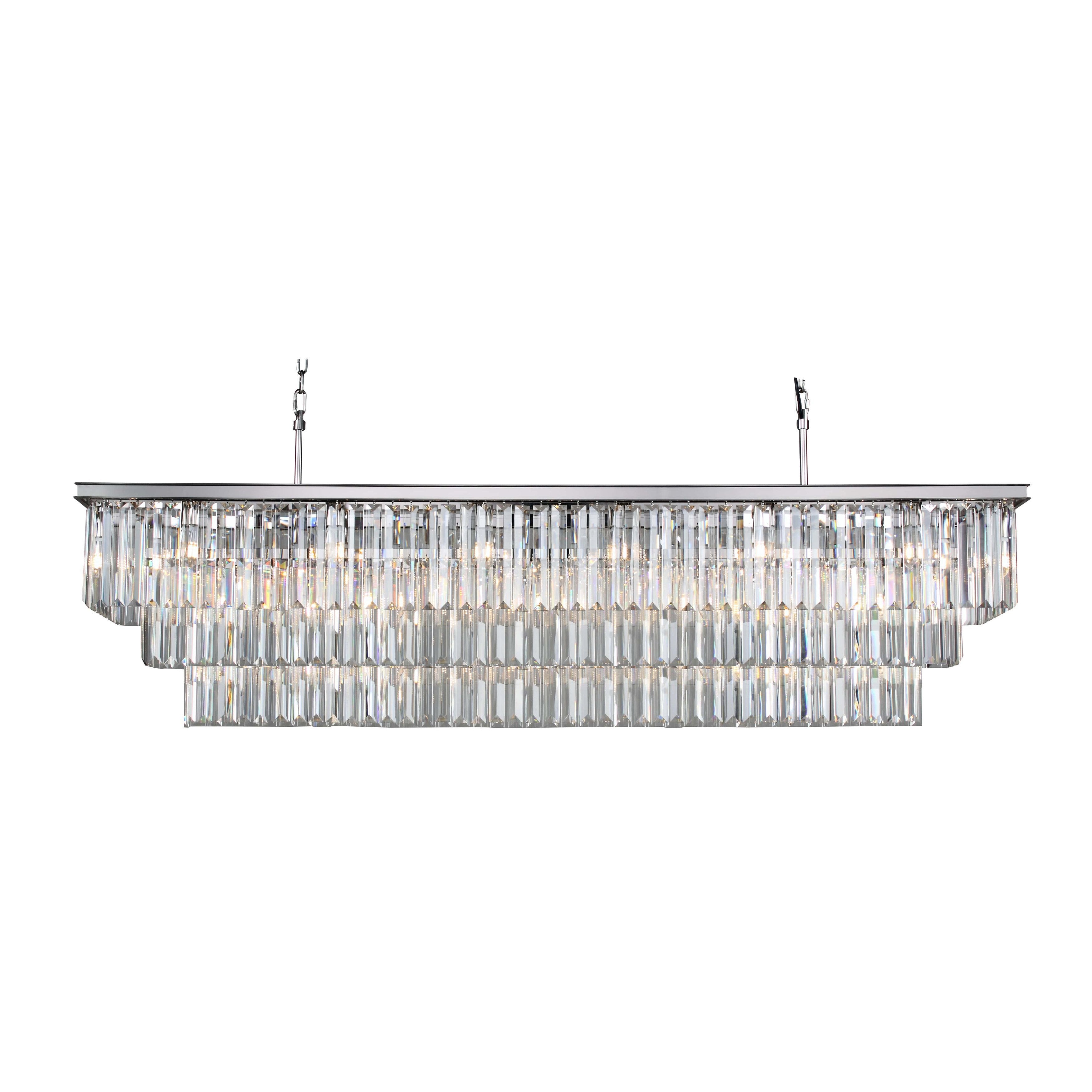 3-Tier Odeon Crystal Fringe Rectangular Chandelier - Italian Concept - 