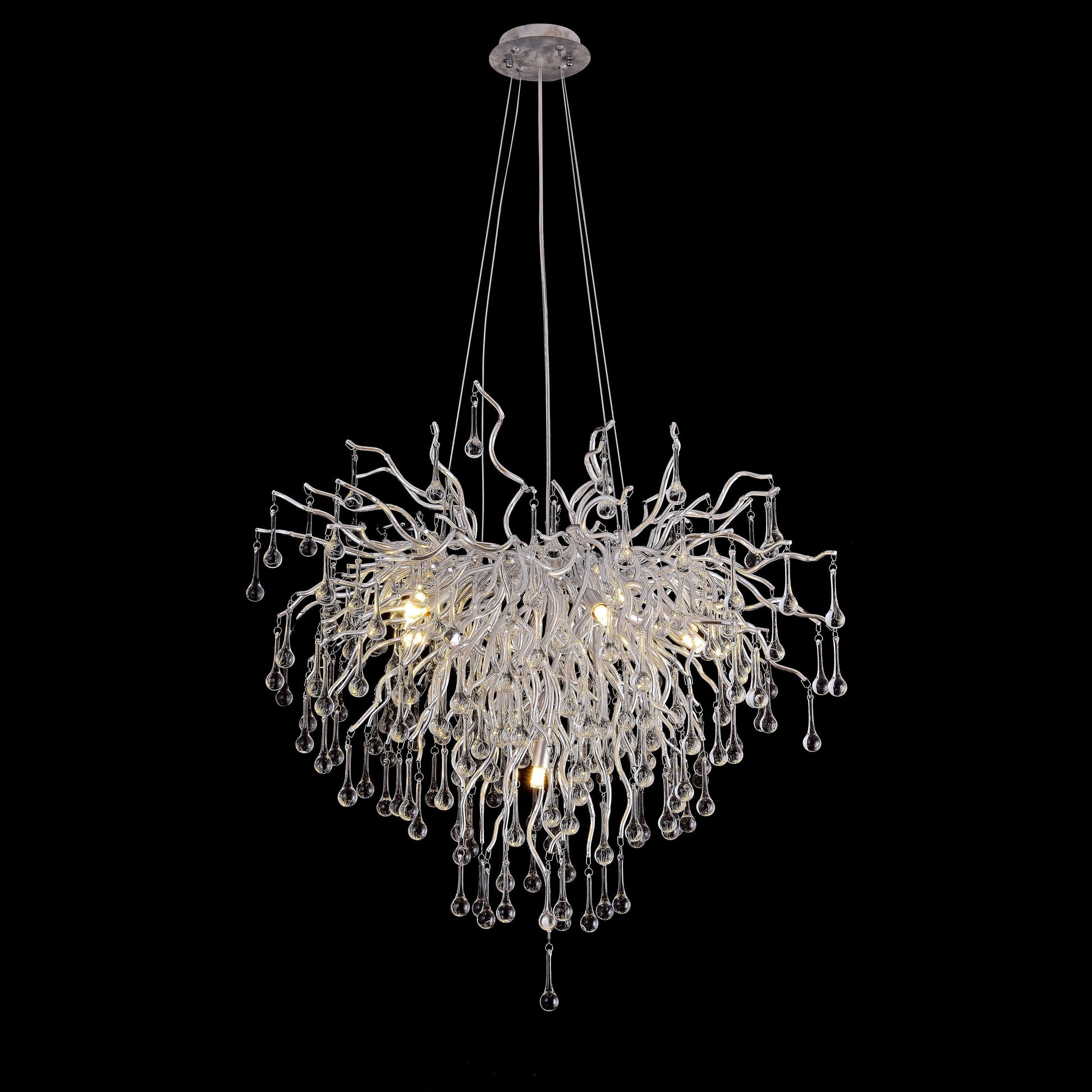 Livio Branching Brass Round Teardrop Chandelier - Italian Concept